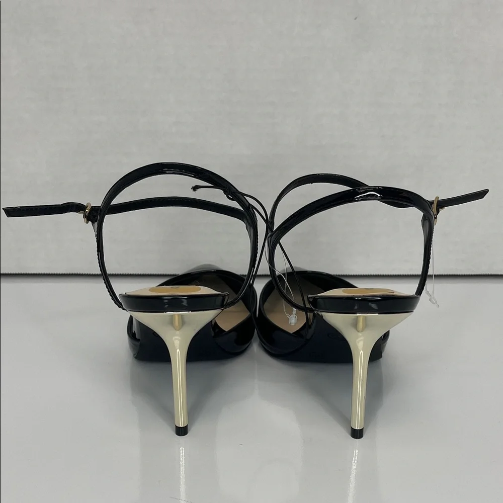 Nine West Glossy Black Heels with Gold Accents - Picture 5 of 8